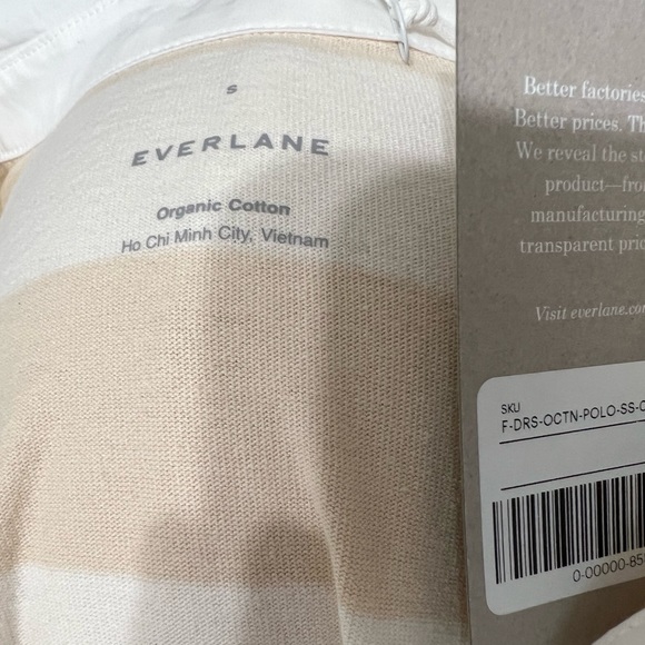 Everlane The Organic Cotton Polo Dress Striped Beige Size Small - Picture 11 of 12